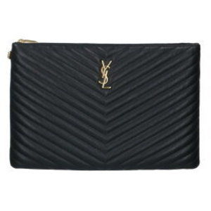 Saint Laurent Paris Leather Clutch Bag Black